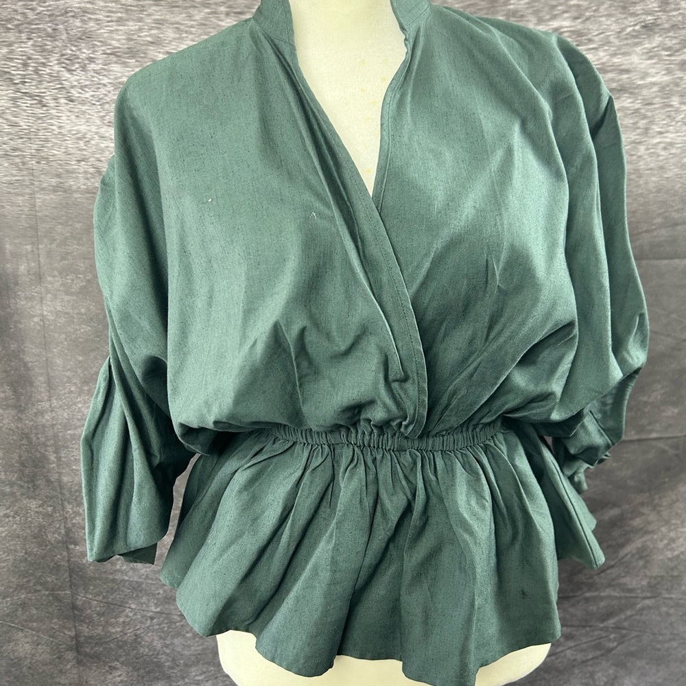 Mauve Deep Green Wrap Blouse